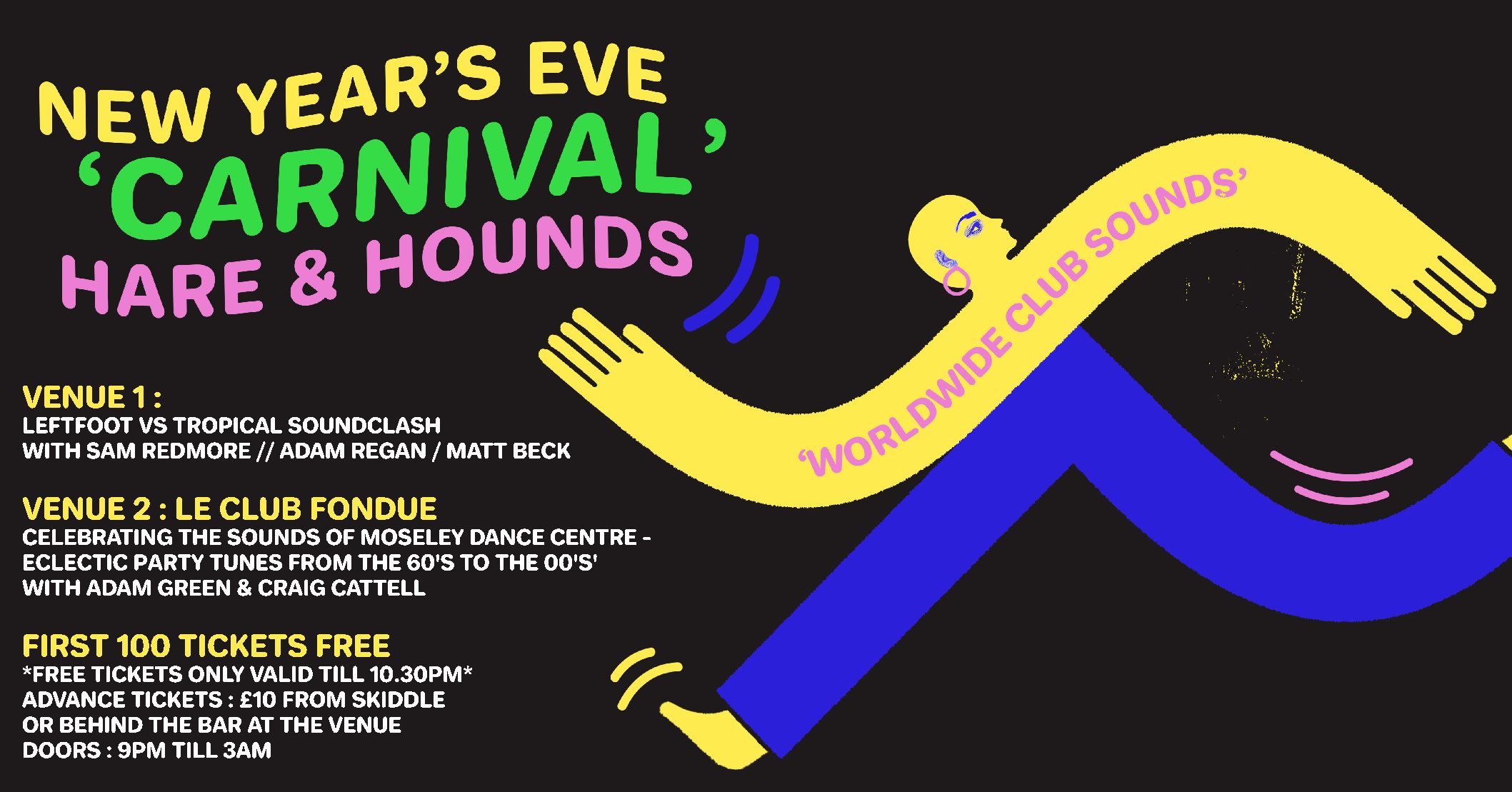 New Year’s Eve Carnival at Hare & Hounds on Monday, December 31st